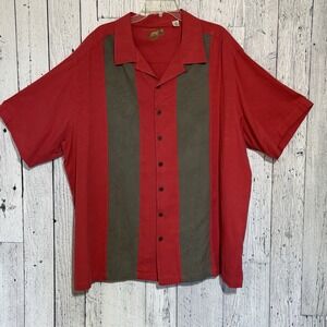 Caribbean Men's Shirt Size 2X Blend Of Silk  And Cotton Red And Gray  Vac, Rsort